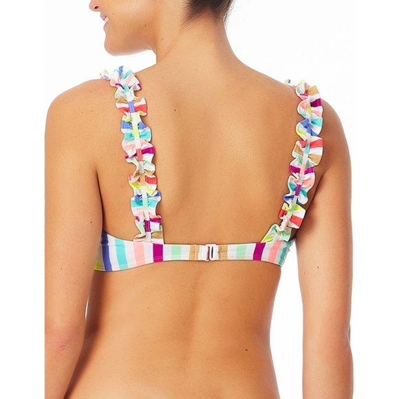 No Boundaries NEW Junior's Ribbed Ruffle Strap Bandeau Bikini Swim Top 1027 - 32 - Picture 3 of 6